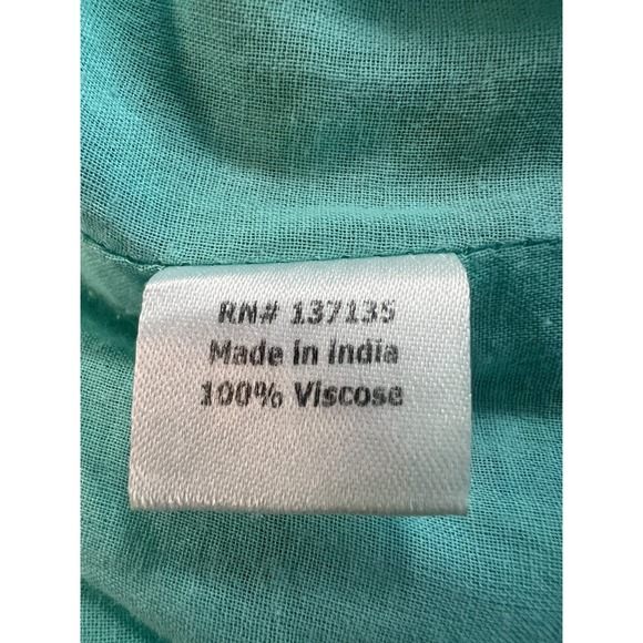 Bella Tu Shift Dress Womens XL Blue Green Floral Beaded Lightweigth Lined Resort - Picture 11 of 14